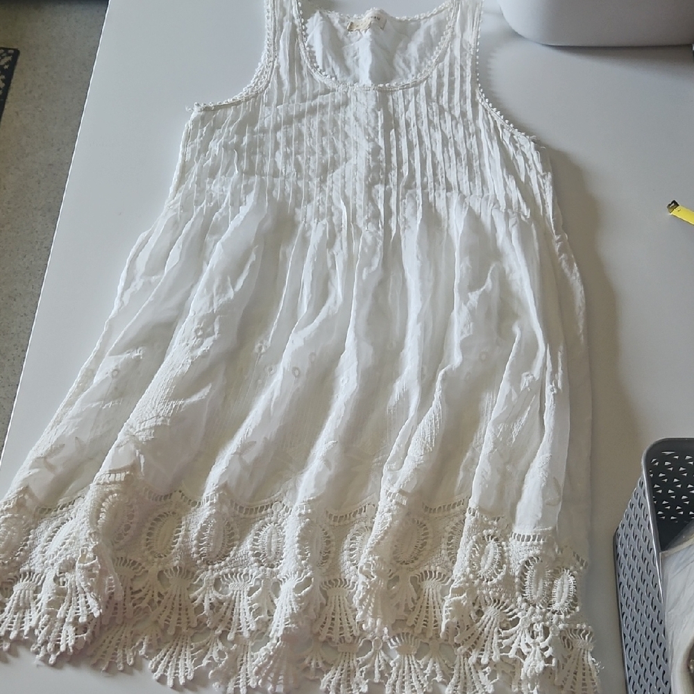 Black Swan White Crochet-Trim Maxi Dress